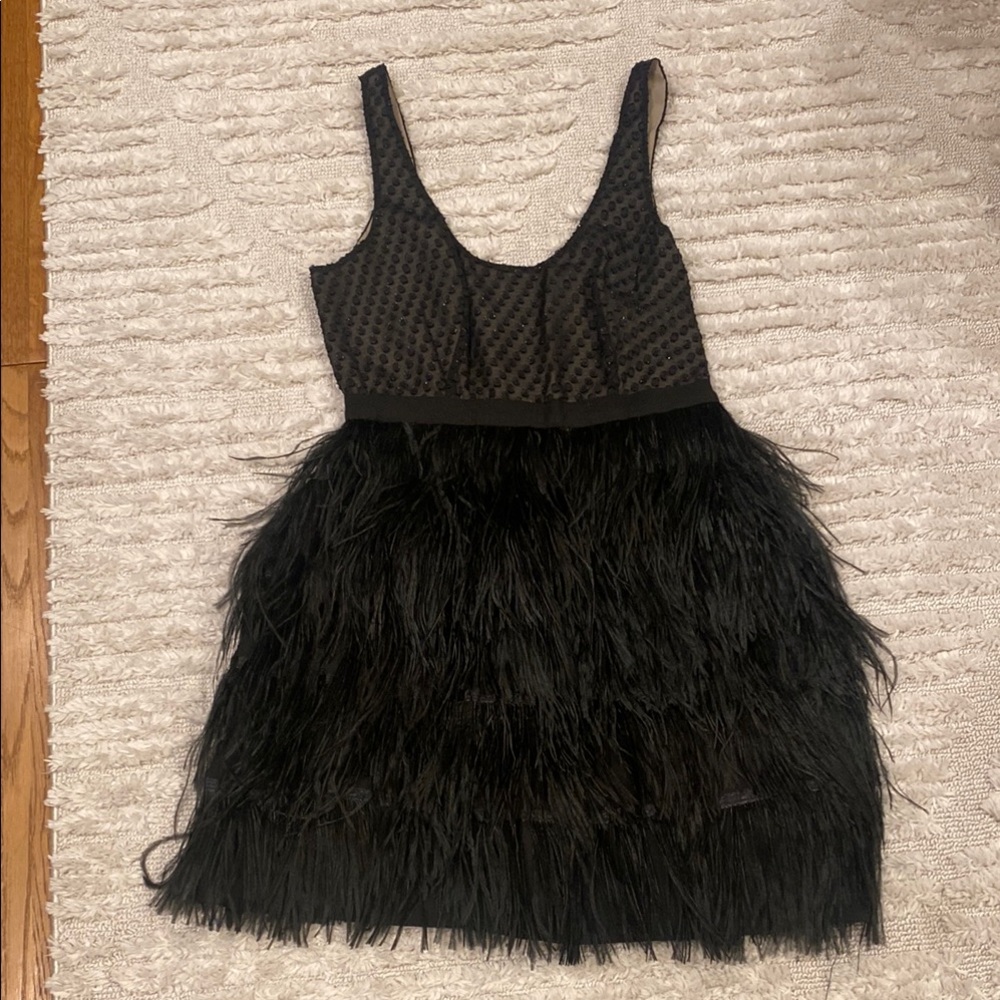 Urban Outfitters Black Feathered Dress Sz S